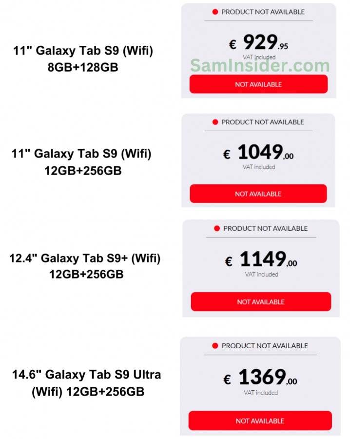 Samsung Galaxy Tab S9 цены