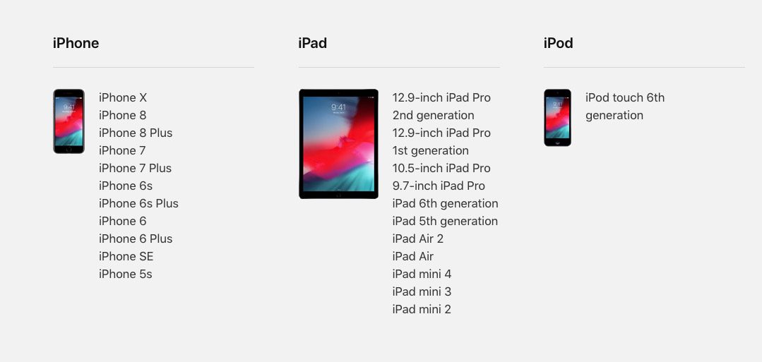 iOS 12 compatible devices