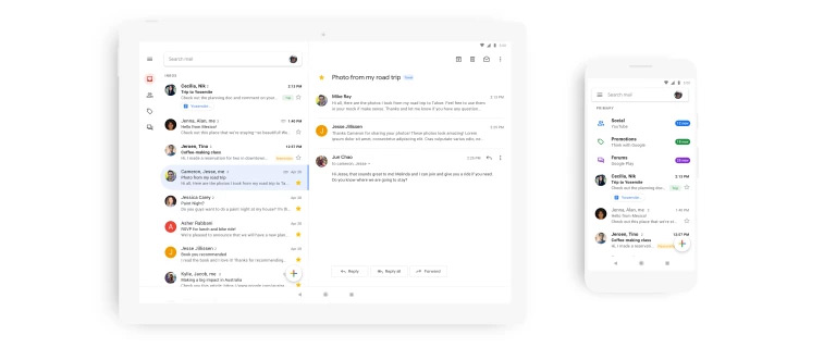 Обновление Gmail в стиле Material Design
