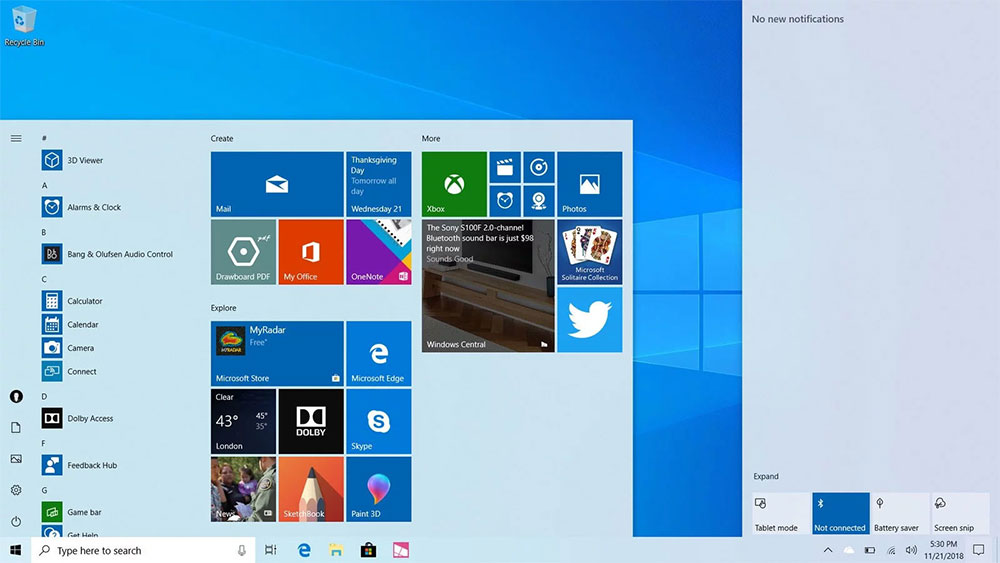 Windows 10 May 2019 Update внешний вид