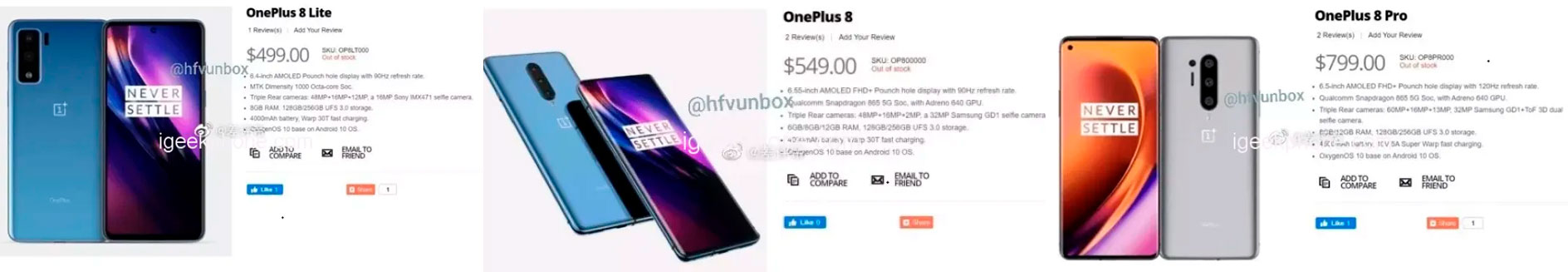 OnePlus 8 Prices